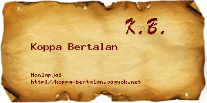 Koppa Bertalan névjegykártya